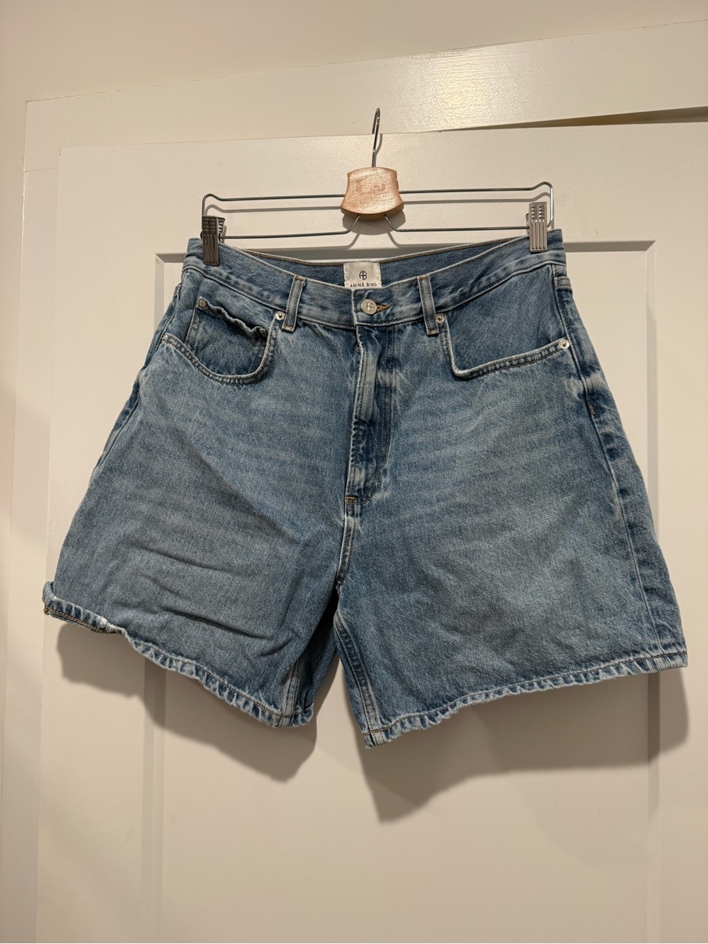 Anine Bing Light Blue Denim High-Rise Jean Shorts